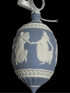 Wedgwood Jasperware Neoclassical Oval Christmas Ornament in original box